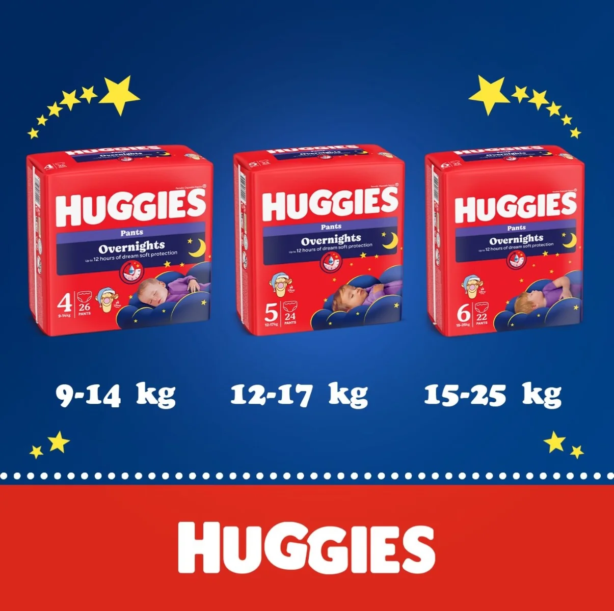 Huggies Overnights Pants 4 9-14 kg dětské pleny 26 ks