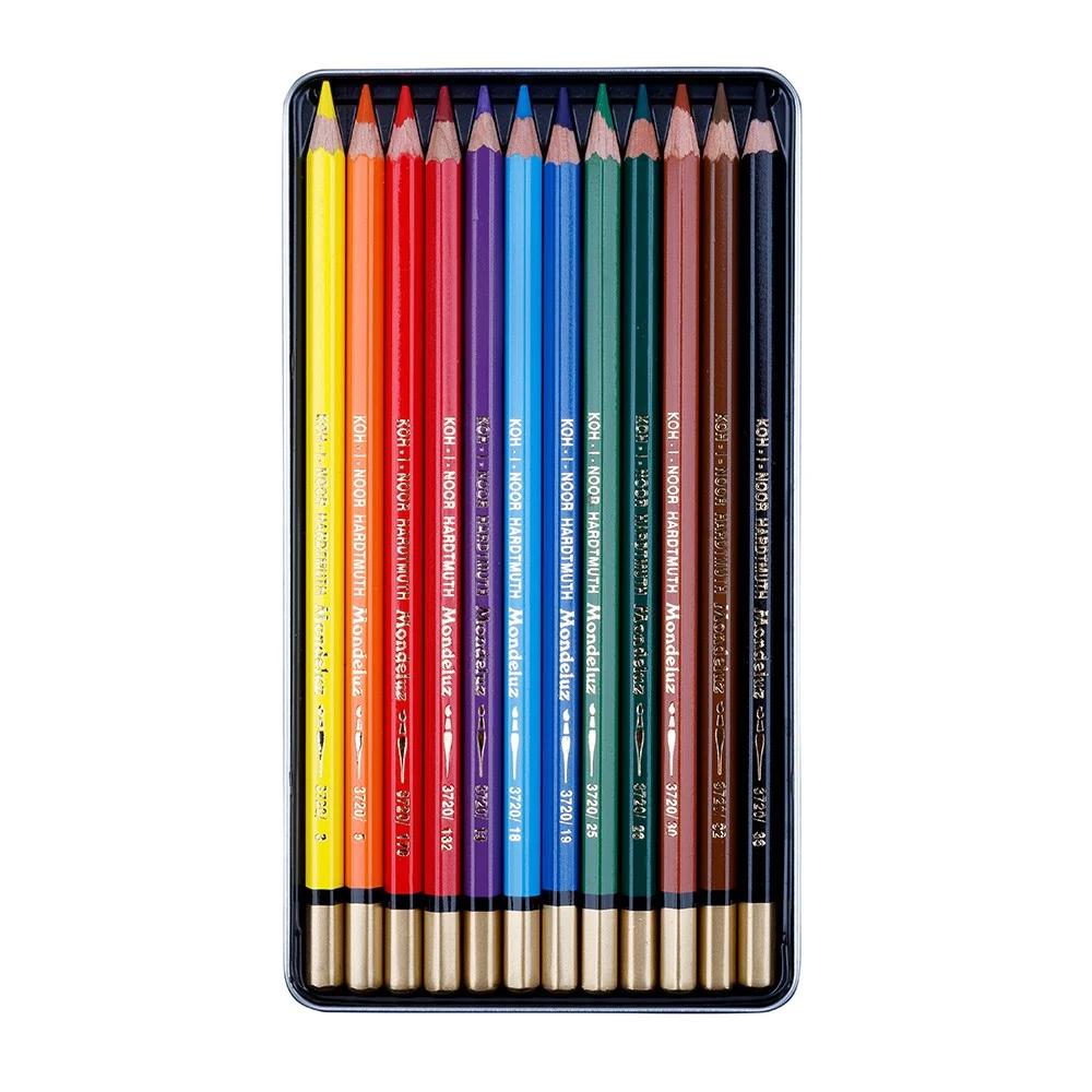 KOH-I-NOOR 3722/12 - akvarelové pastelky v plechovém pouzdře - 12 ks