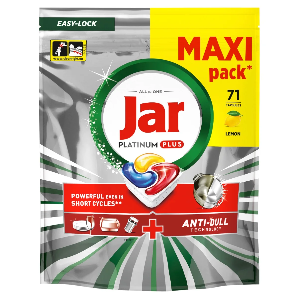 Jar Platinum Plus Lemon kapsle do myčky 71 ks