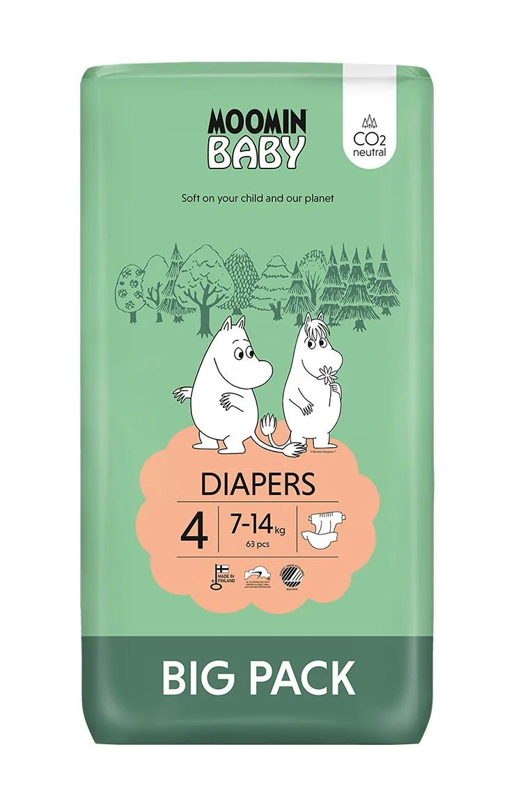 Moomin Baby 4 Maxi 7–14 kg eko pleny 63 ks