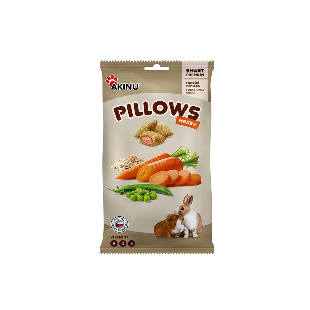 Akinu PILLOWS Polštářky s mrkví pamlsek pro hlodavce 11 x 40 g