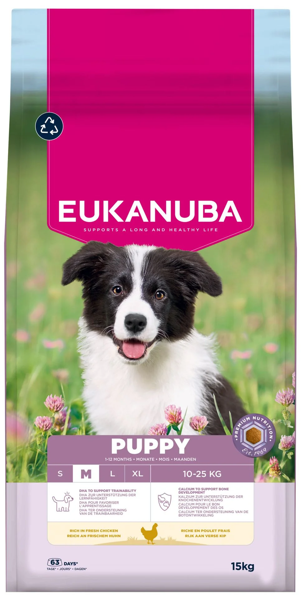 Eukanuba Krmivo Puppy Medium rich in fresh chicken 15kg