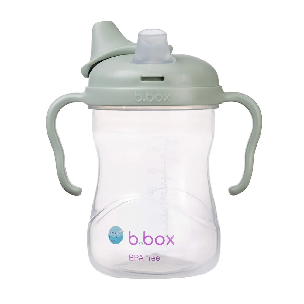B.BOX Hrneček s pítkem 240 ml + Univerzální silikonový pásek - set zelený