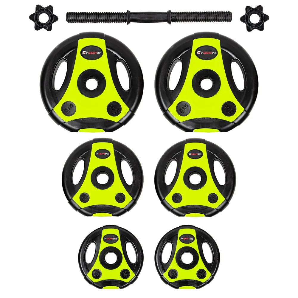 inSPORTline Jednoruční nakládací činkový set 3-18 kg černo-zelený