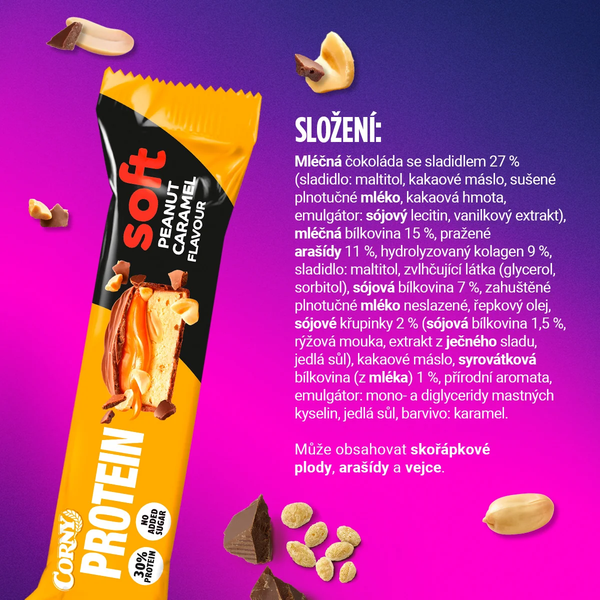 Corny Protein SOFT arašídy-karamel 45 g