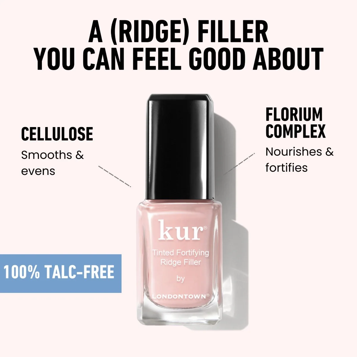 Londontown kur Tinted Ridge Filler Petal Pink tónovaný lak na nehty 12 ml