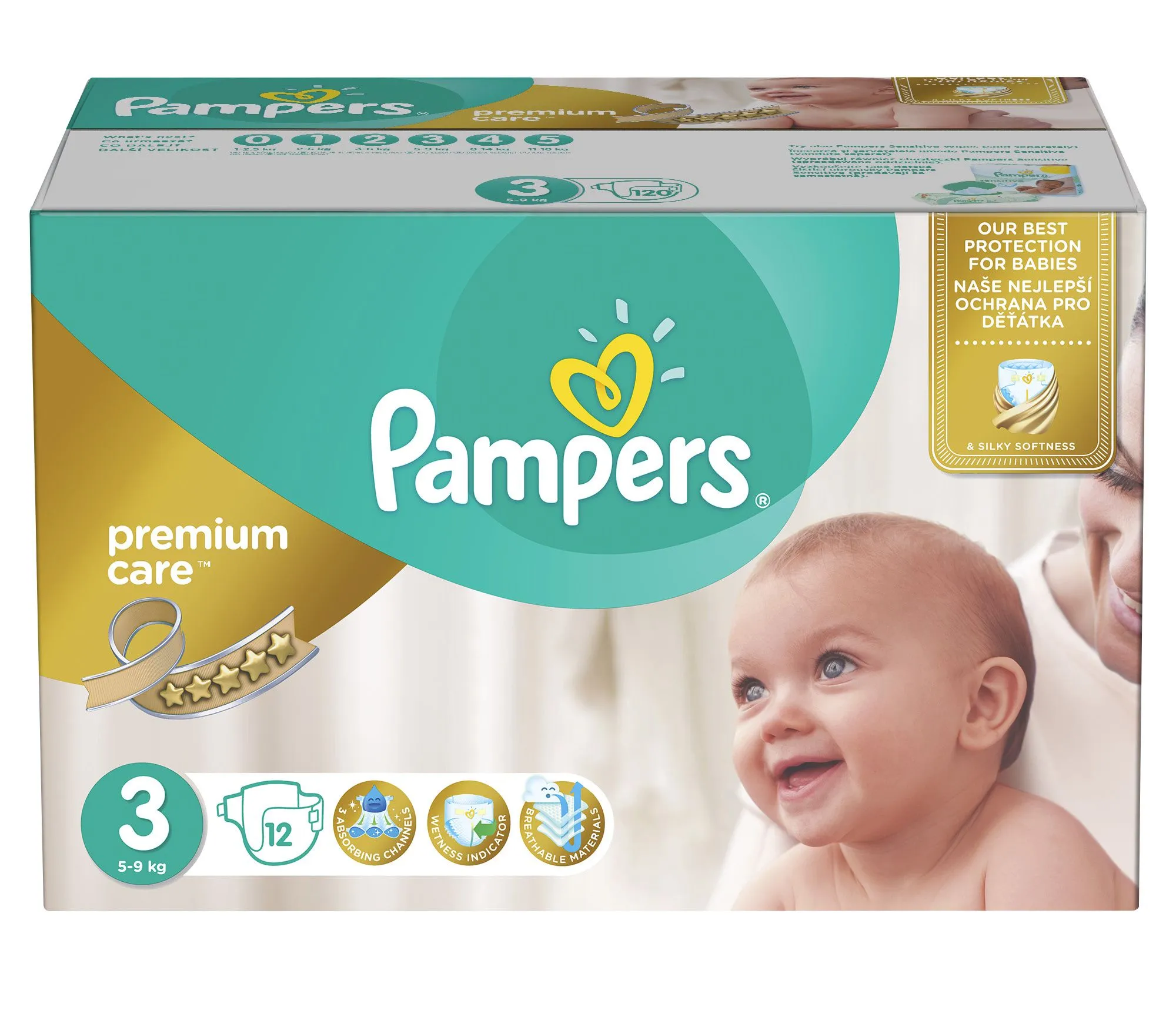 Pampers Premium Care vel. 3 6–10 kg dětské pleny 120 ks