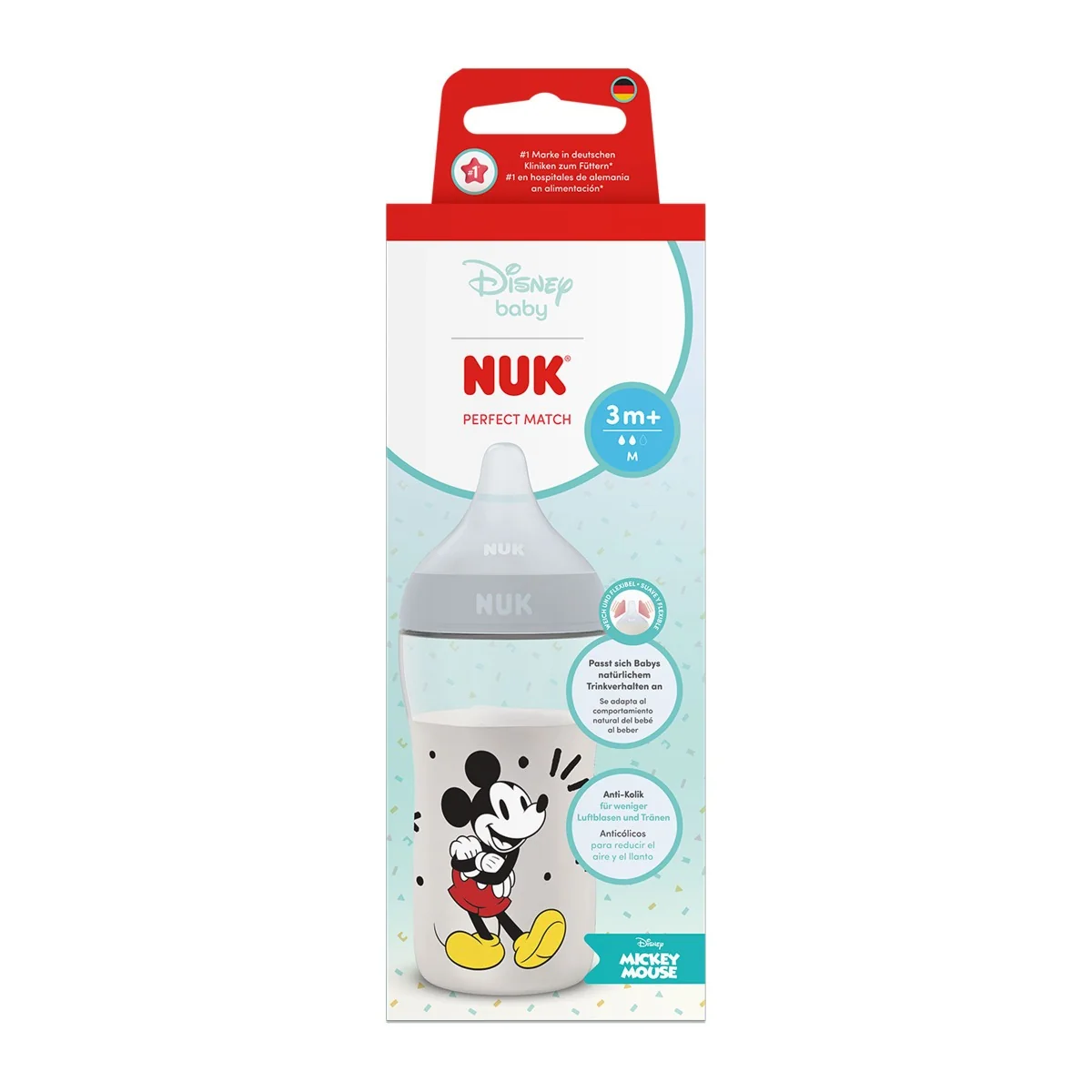 NUK Perfect Match Láhev Disney Mickey 3m+ 260 ml 1 ks grey