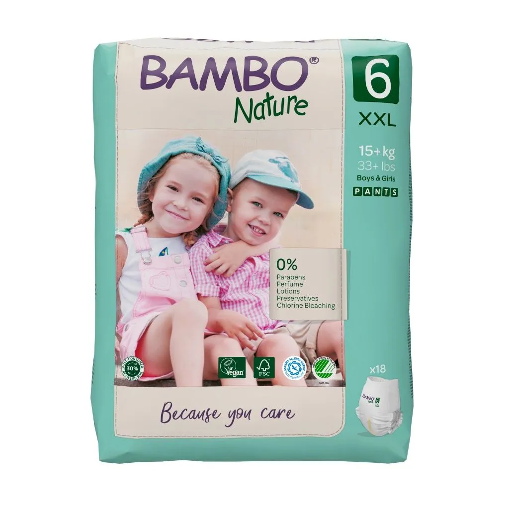 Bambo Nature Pants 6 XXL 15+ kg dětské natahovací plenkové kalhotky 18 ks