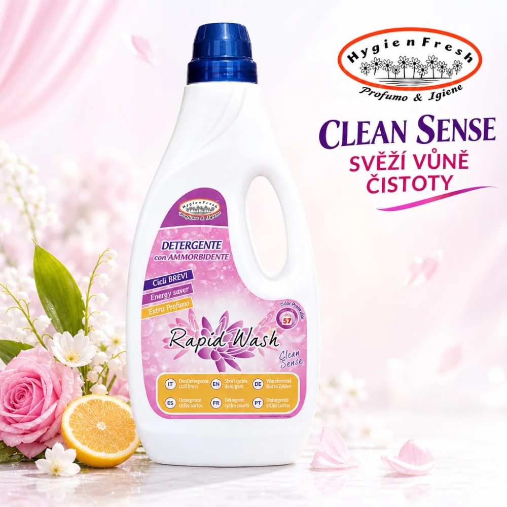 HygienFresh Rapid Wash Clean Sense 4v1 prací gel na krátké prací cykly s aviváží 1,5 l