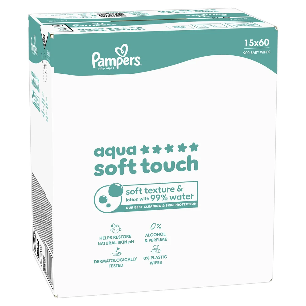 Pampers Aqua Soft Touch dětské čisticí ubrousky 15x60 ks