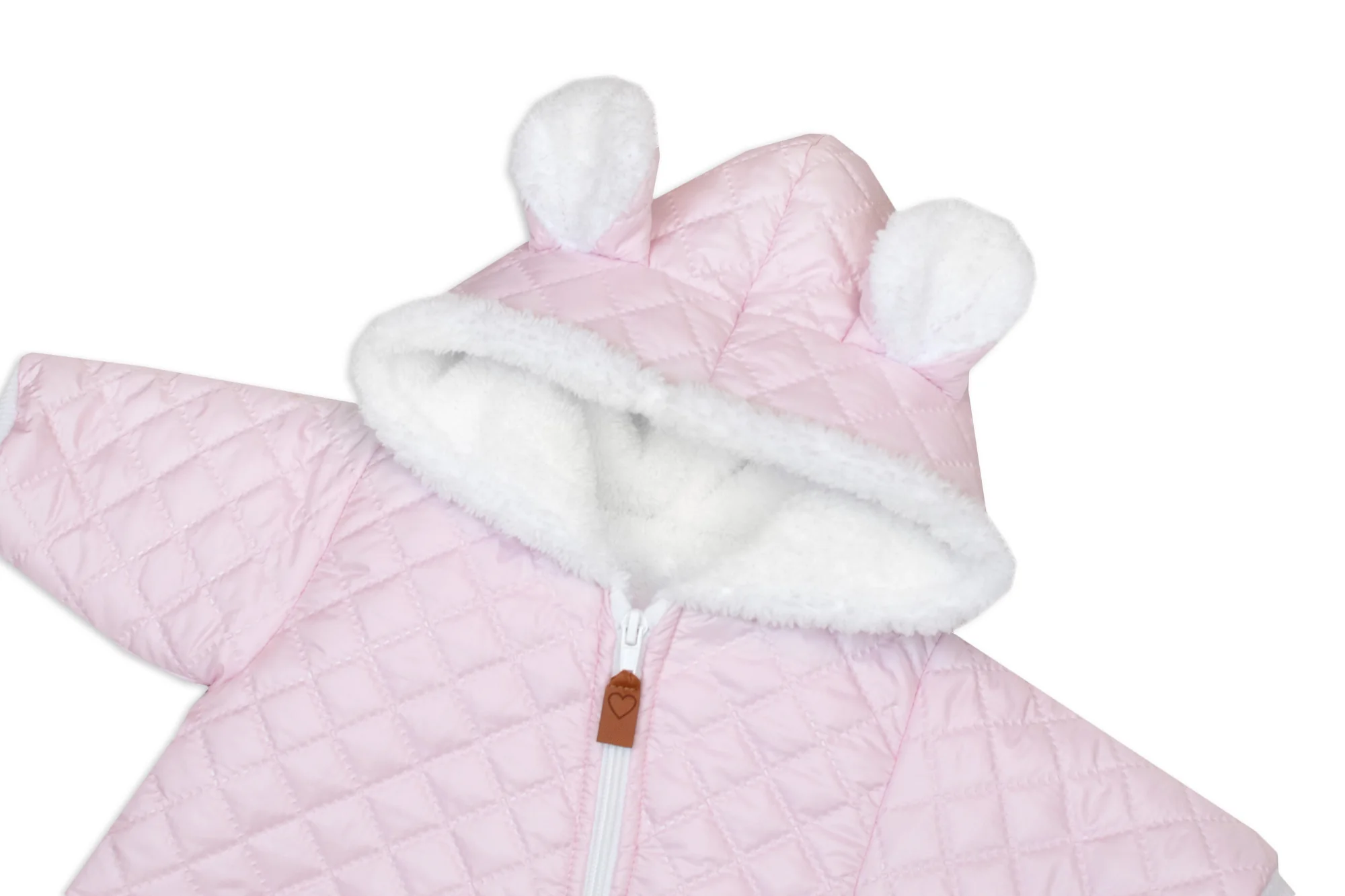 Baby Nellys Zimní prošívaná kombinéza s chlupáčkovou podšívkou + rukavičky, Love, růžová vel. 74