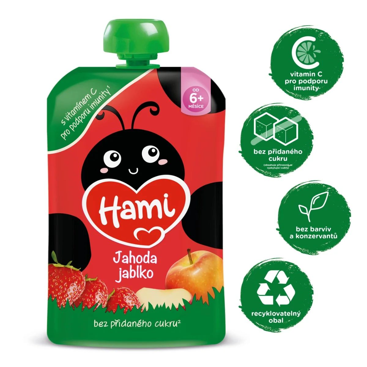 Hami Jahoda, jablko 6m+ kapsička 100 g