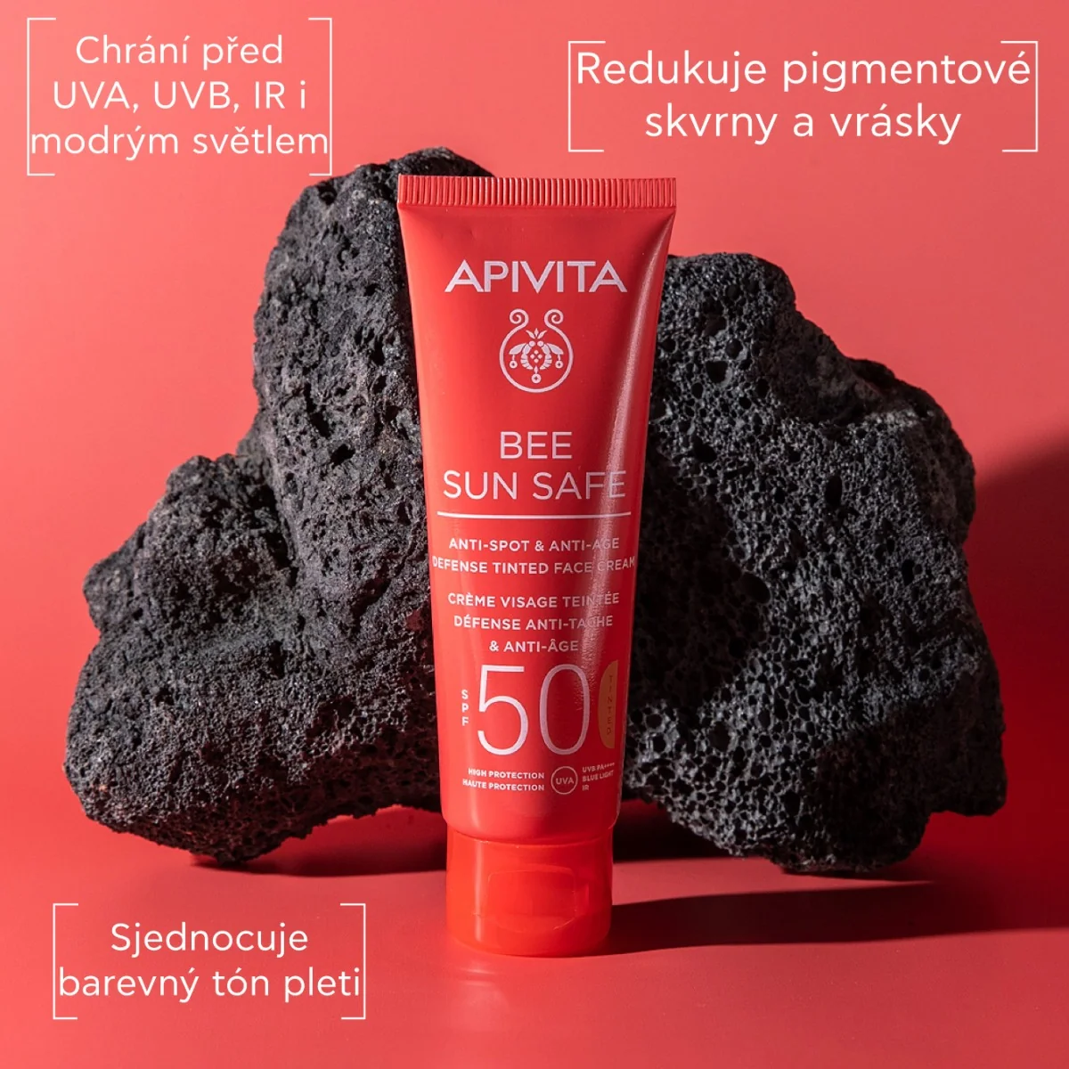 APIVITA Bee Sun Safe Anti-Spot Anti-Age SPF50 tónovaný krém 50 ml