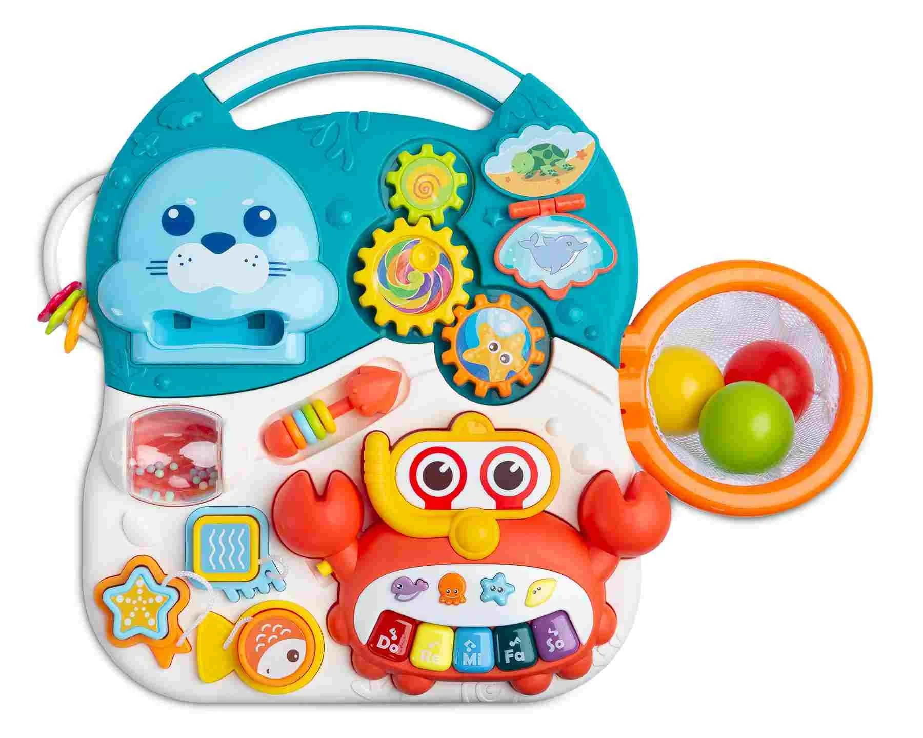 Toyz Dětské interaktivní chodítko, stoleček s příslušenstvím 2v1, , tyrkysové