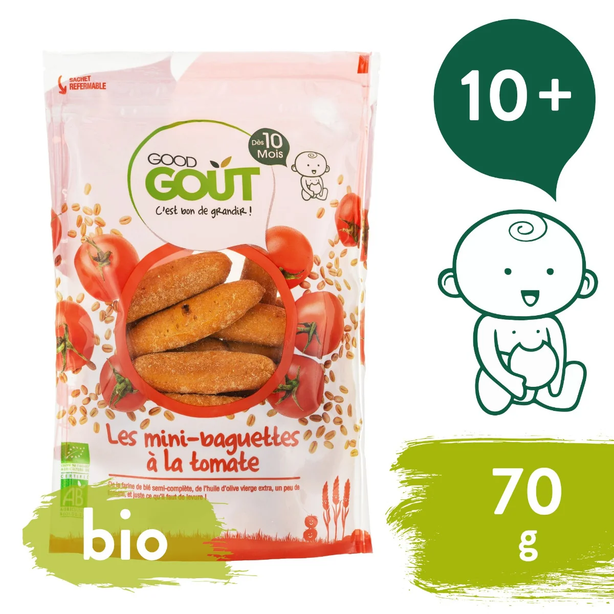 Good Gout BIO Mini bagetky s rajčátky 10m+ 70 g