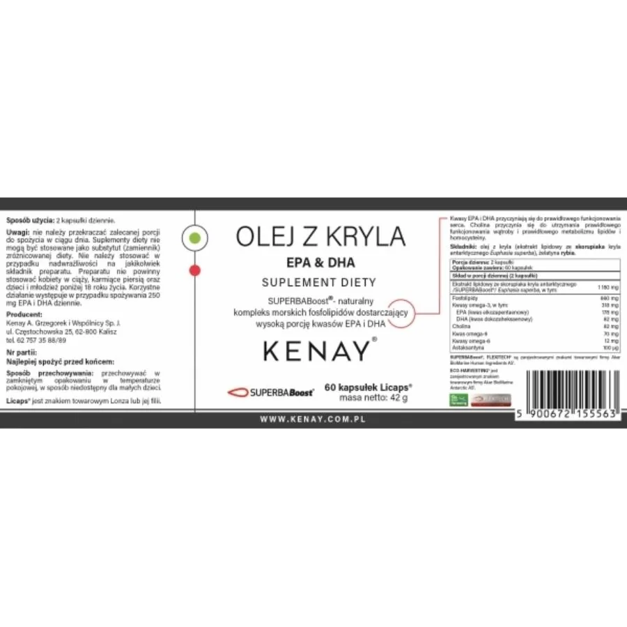 Kenay Olej z krilu EPA DHA Superba Boost 60 kapslí