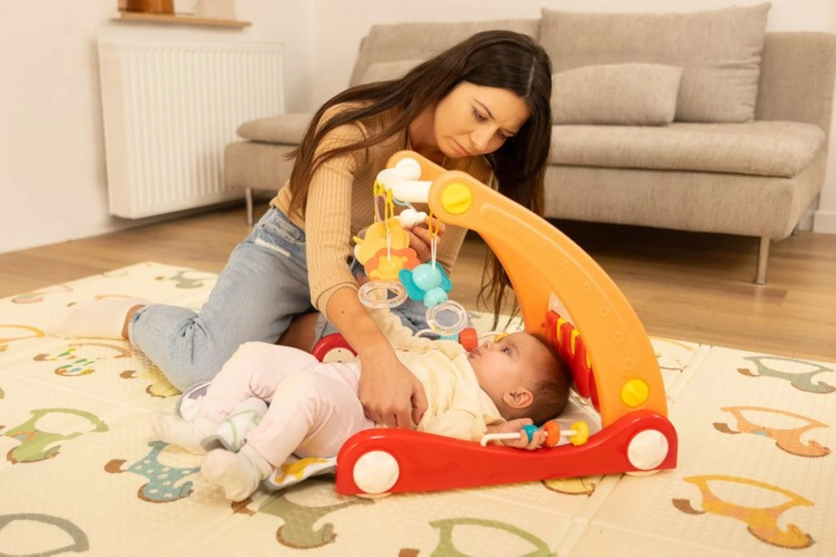 Toyz Chodítko pro děti, hrací deka, 2v1 - růžové
