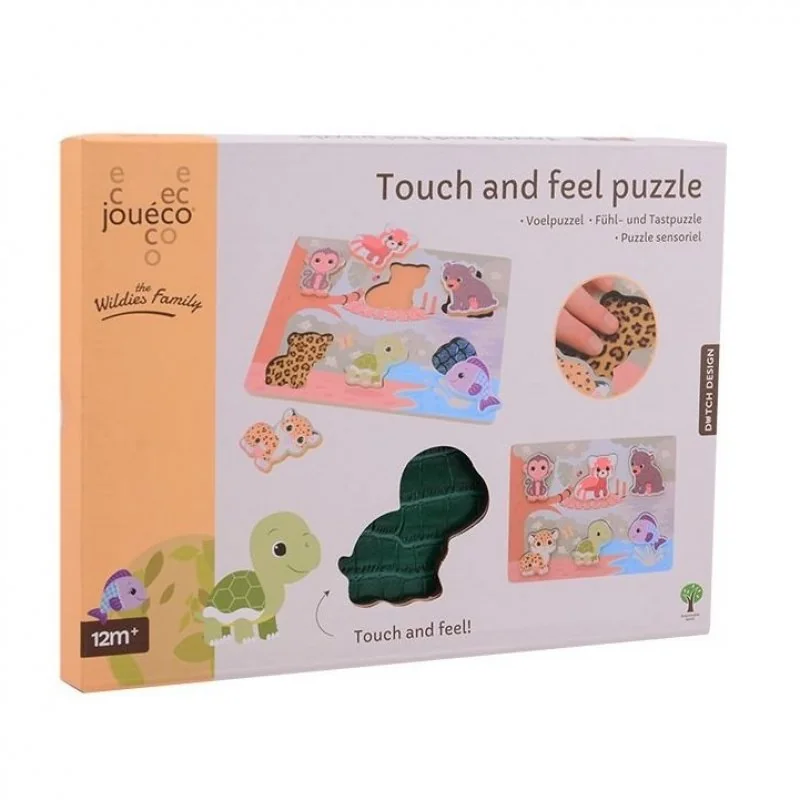 Jouéco the Wildies Family dřevěné puzzle Feel & Touch