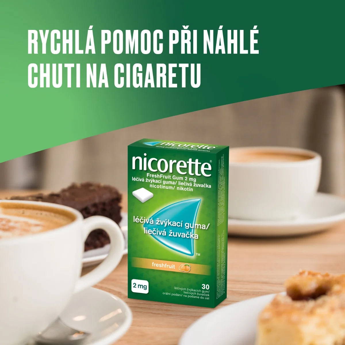 Nicorette FreshFruit Gum 2 mg léčivá žvýkací guma 30 žvýkaček
