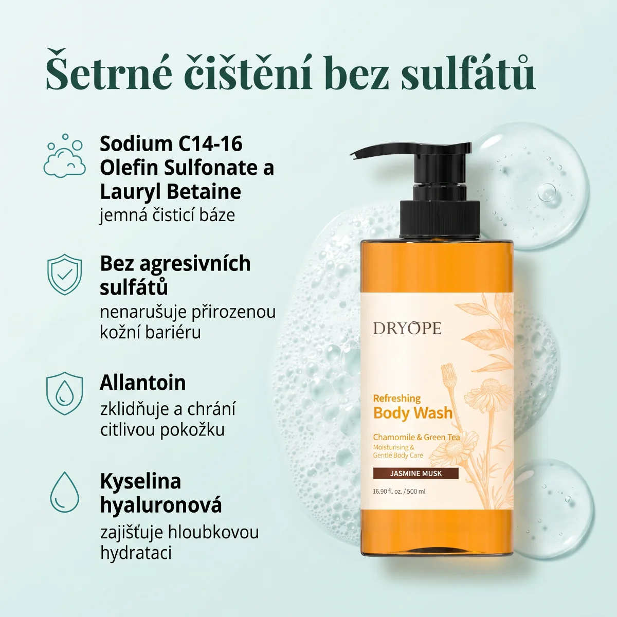 DRYOPE Jasmine Musk osvěžující body wash 500 ml