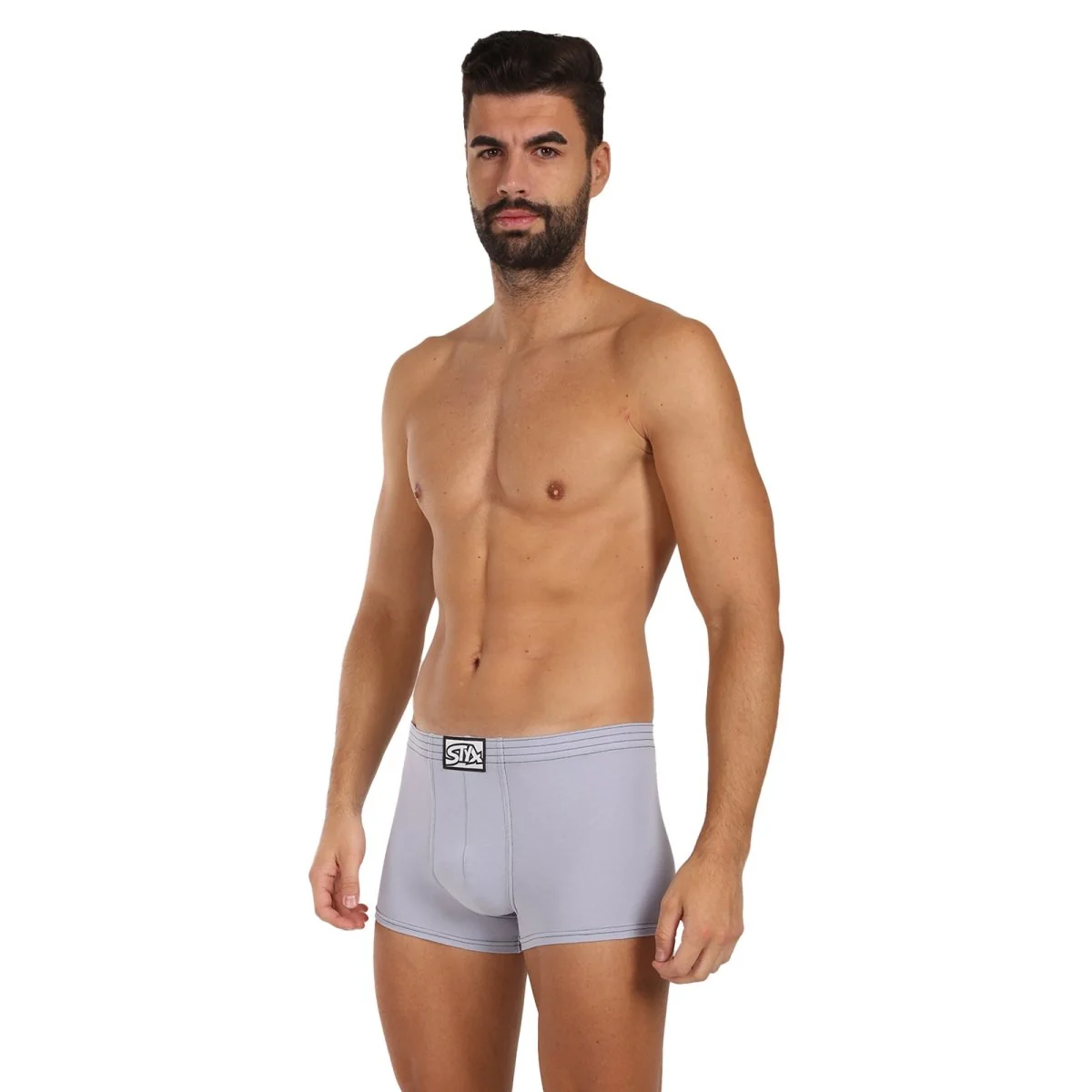 Styx Pánské boxerky klasická guma světle šedá (Q1067) XL