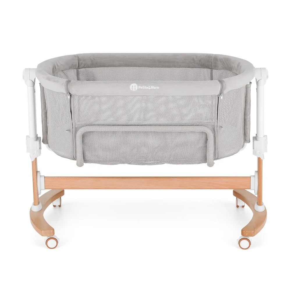 Petite&Mars Postýlka dětská polohovatelná s funkcí kolébky Glory 2v1 Mocha Beige