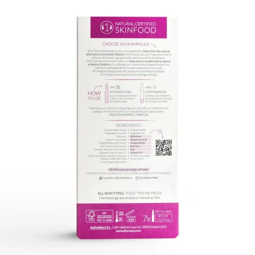 Dhyvana Přírodní protivráskové sérum s Bakuchiolem Pro Retinol 7x2 ml