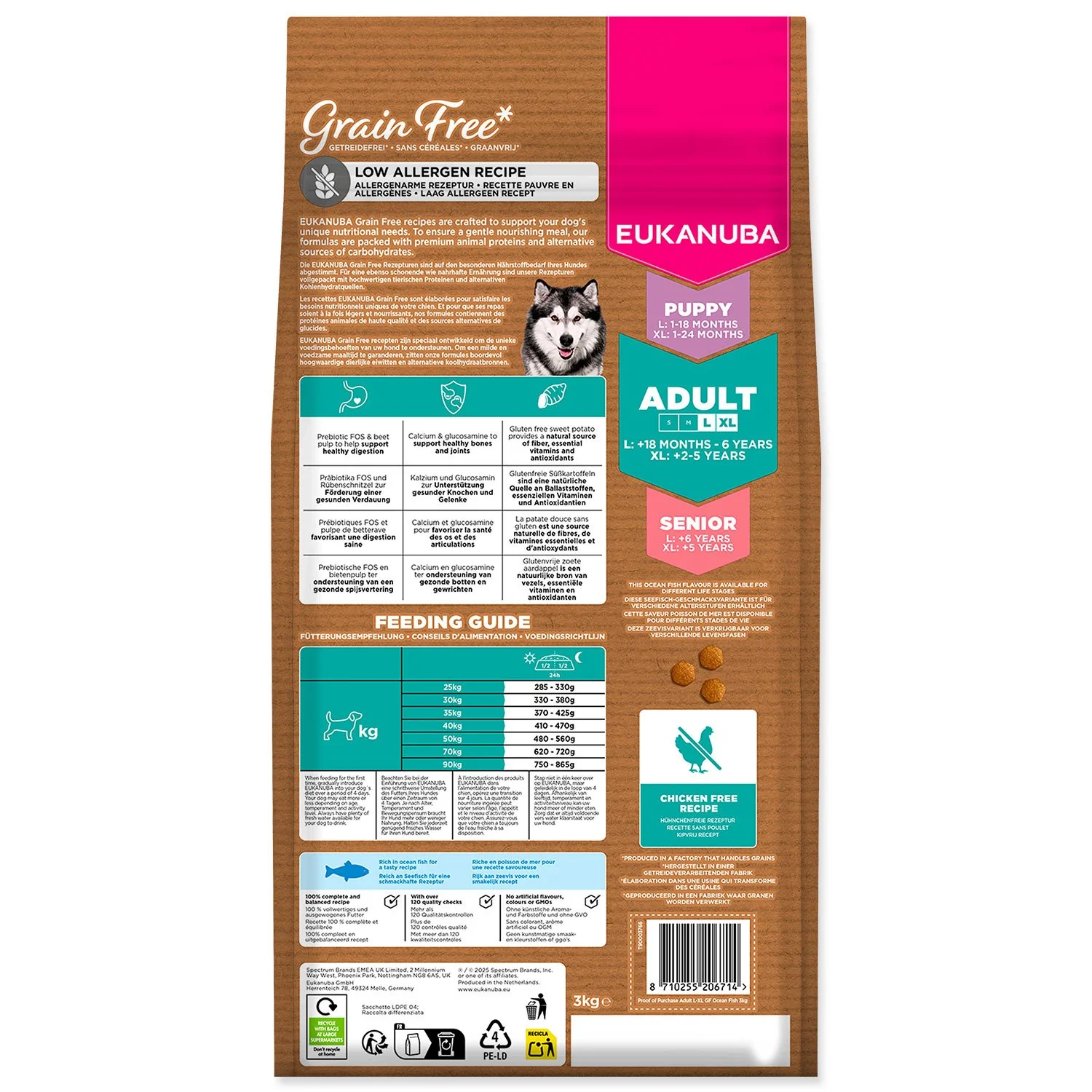 Eukanuba Krmivo Grain Free Adult Large rich in ocean fish 3kg