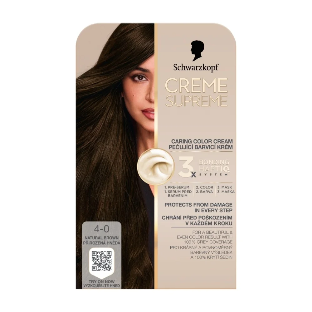 Schwarzkopf Creme Supreme 4-0 přirozená hnědá barva na vlasy 60 ml
