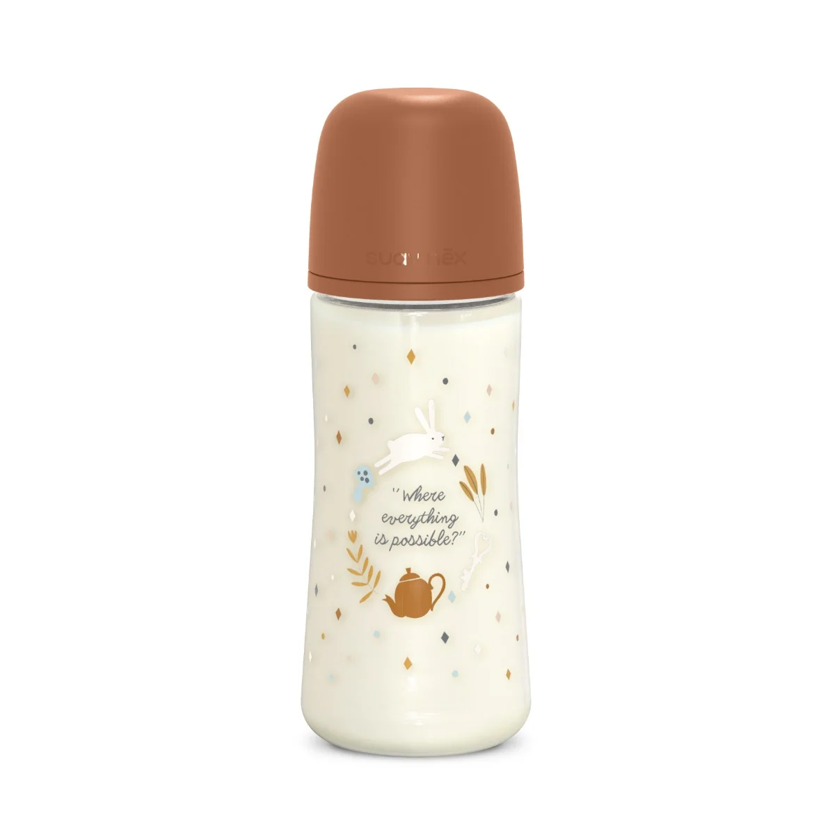 Suavinex Wonderland Kojenecká láhev průtok L 6m+ 360 ml 1 ks hnědá