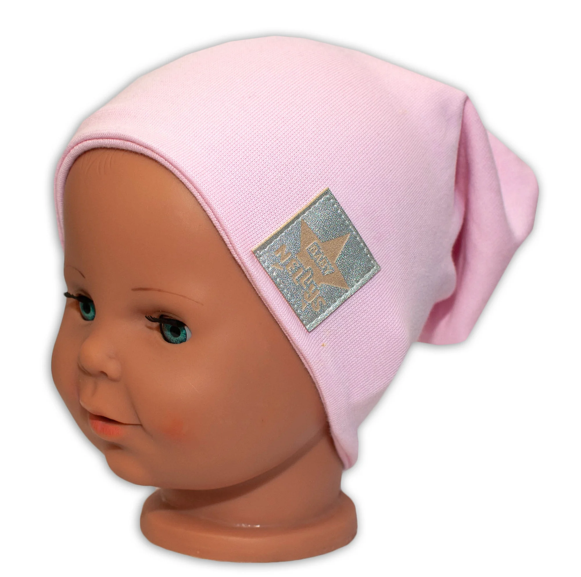 Baby Nellys Dětská bavlněná čepice, dvouvrstvá,růžová, 110
