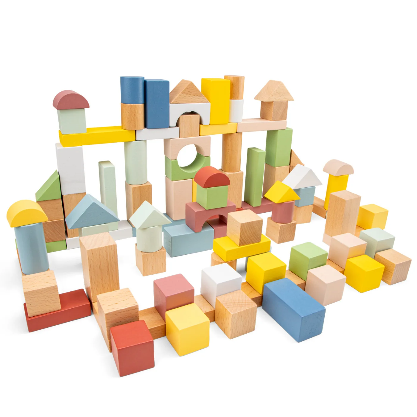 New Classic Toys Dřevěné stavební kostky - 100 ks