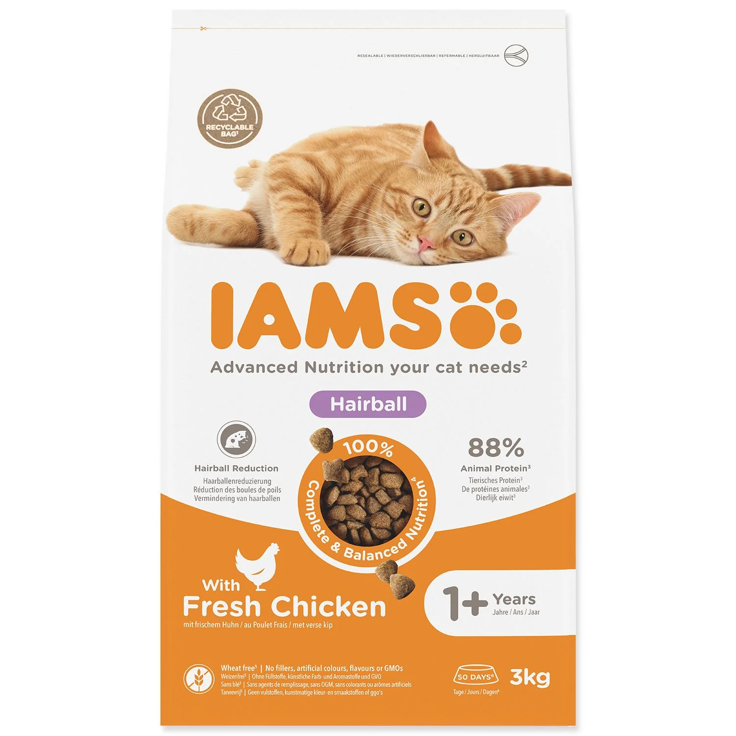 IAMS Krmivo Cat Adult Herbcontrol chicken 3kg