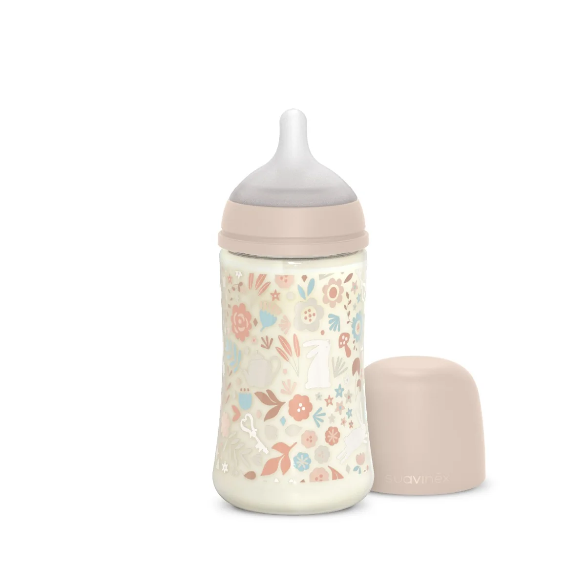 Suavinex Wonderland Kojenecká láhev průtok M 3m+ 270 ml 1 ks liberty růžová