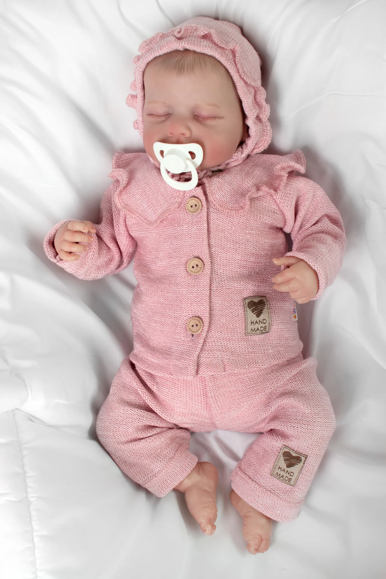 Baby Nellys Pletené kalhoty Hand Made Girl,růžové,56