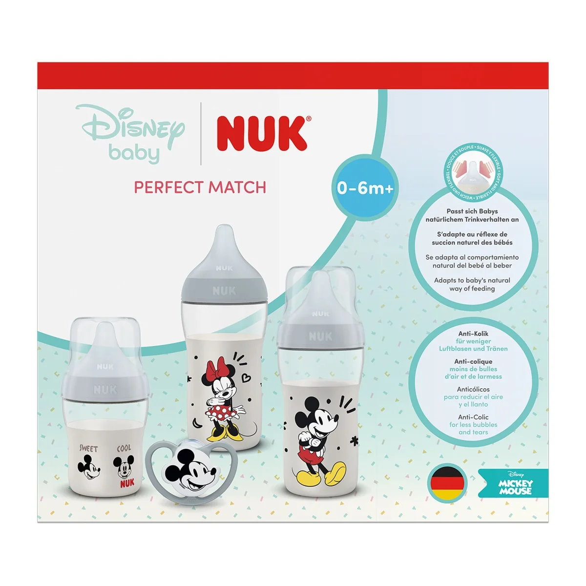NUK Perfect Match Set Disney Mickey Mouse 0–6m+ 4 ks