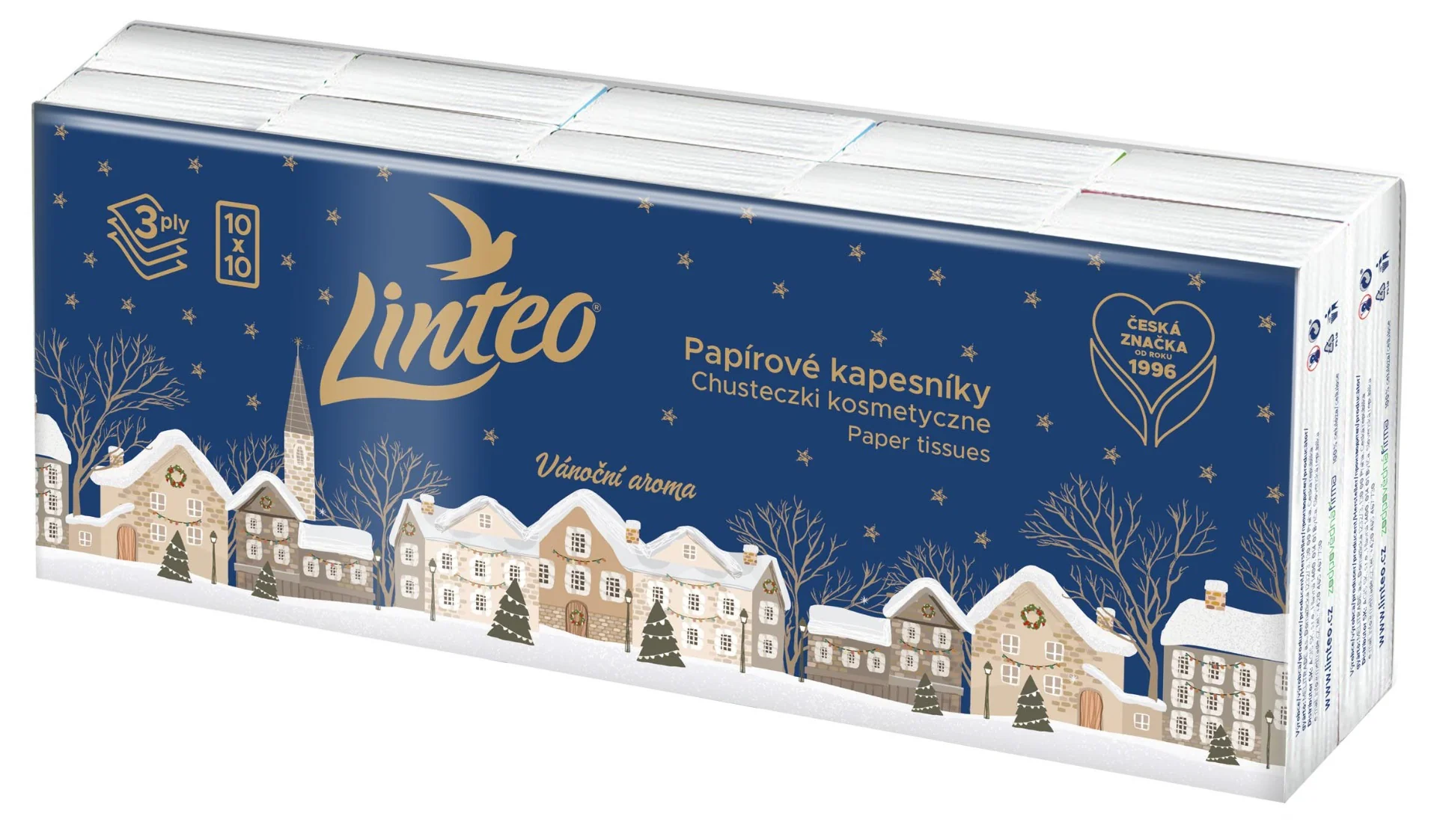 Linteo Den&Noc Papírové kapesníky 3vrstvé 10x10 ks