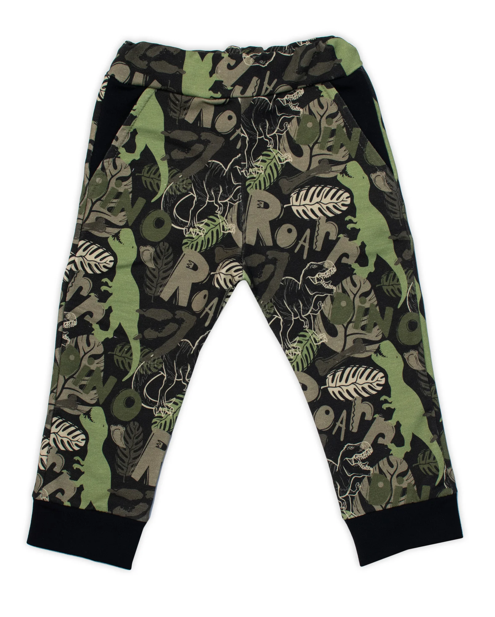 G-baby Stylová bavlněná tepláková souprava ,  Dino - khaki/černá, vel. 86