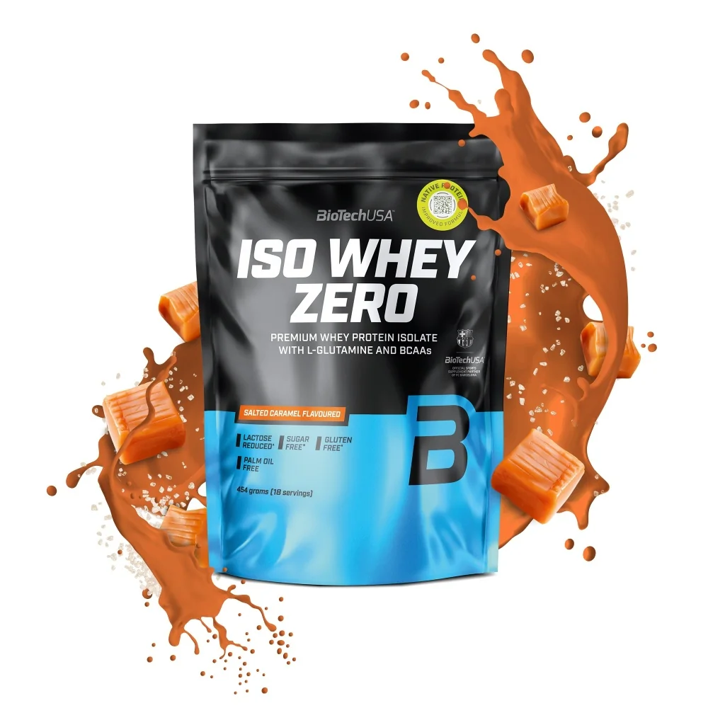 BioTech USA Iso Whey Zero slaný karamel 454 g