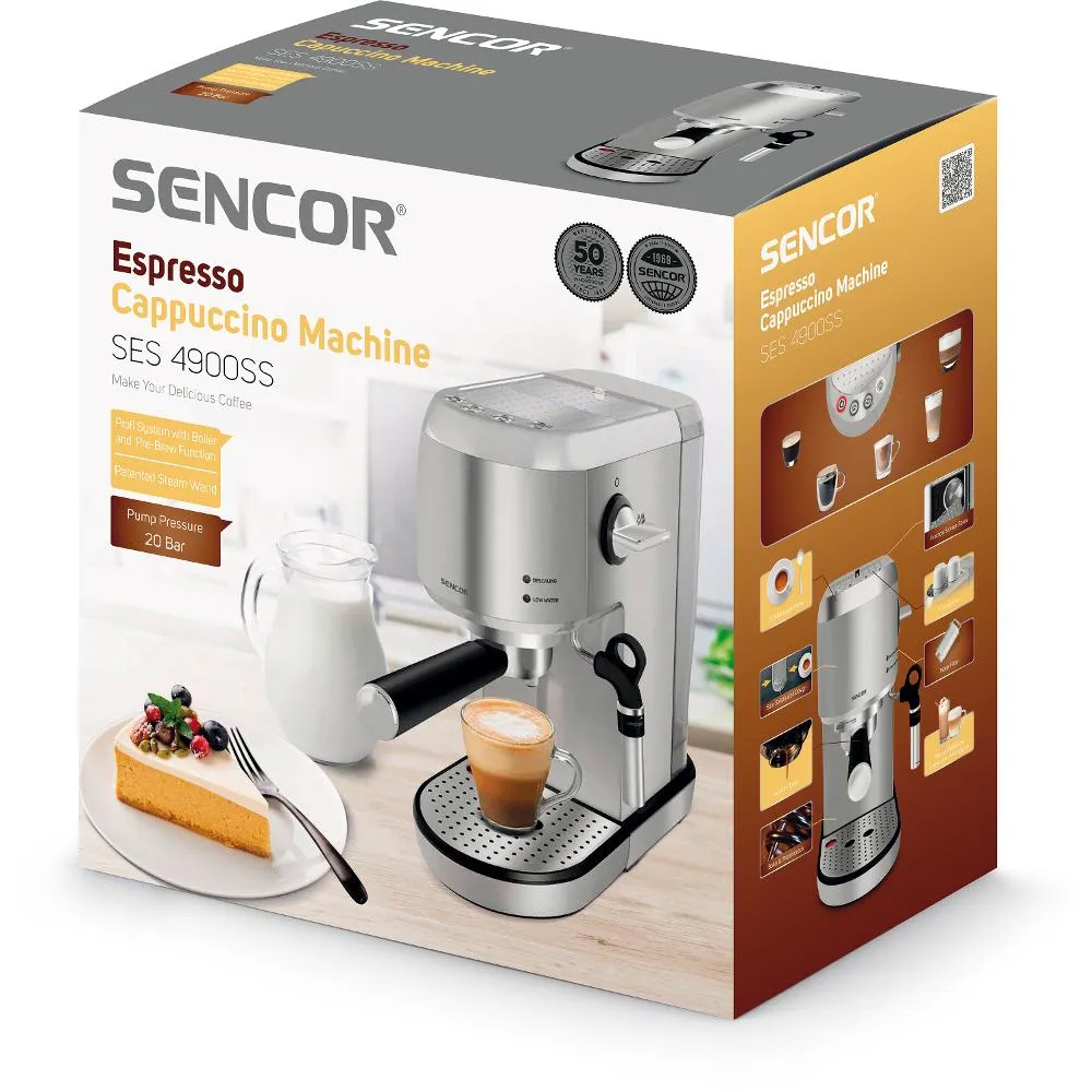 SENCOR SES 4900SS Espresso pákový kávovar stříbrný