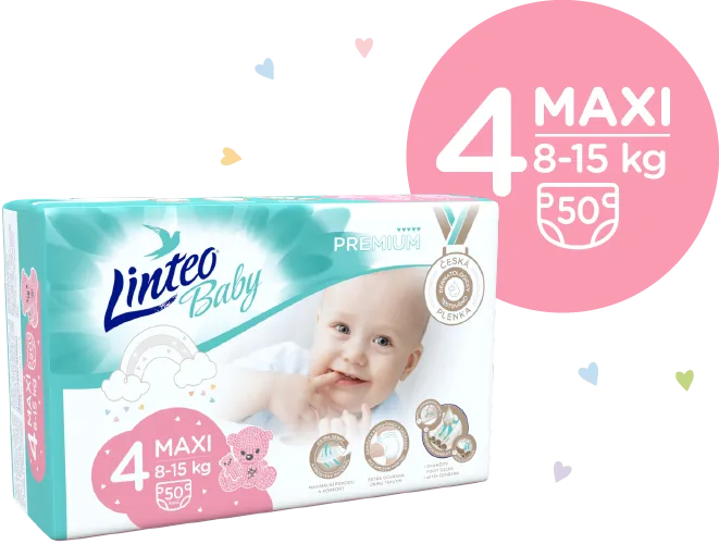 Linteo Baby PREMIUM 4 Maxi 8-15 kg dětské plenky 50 ks