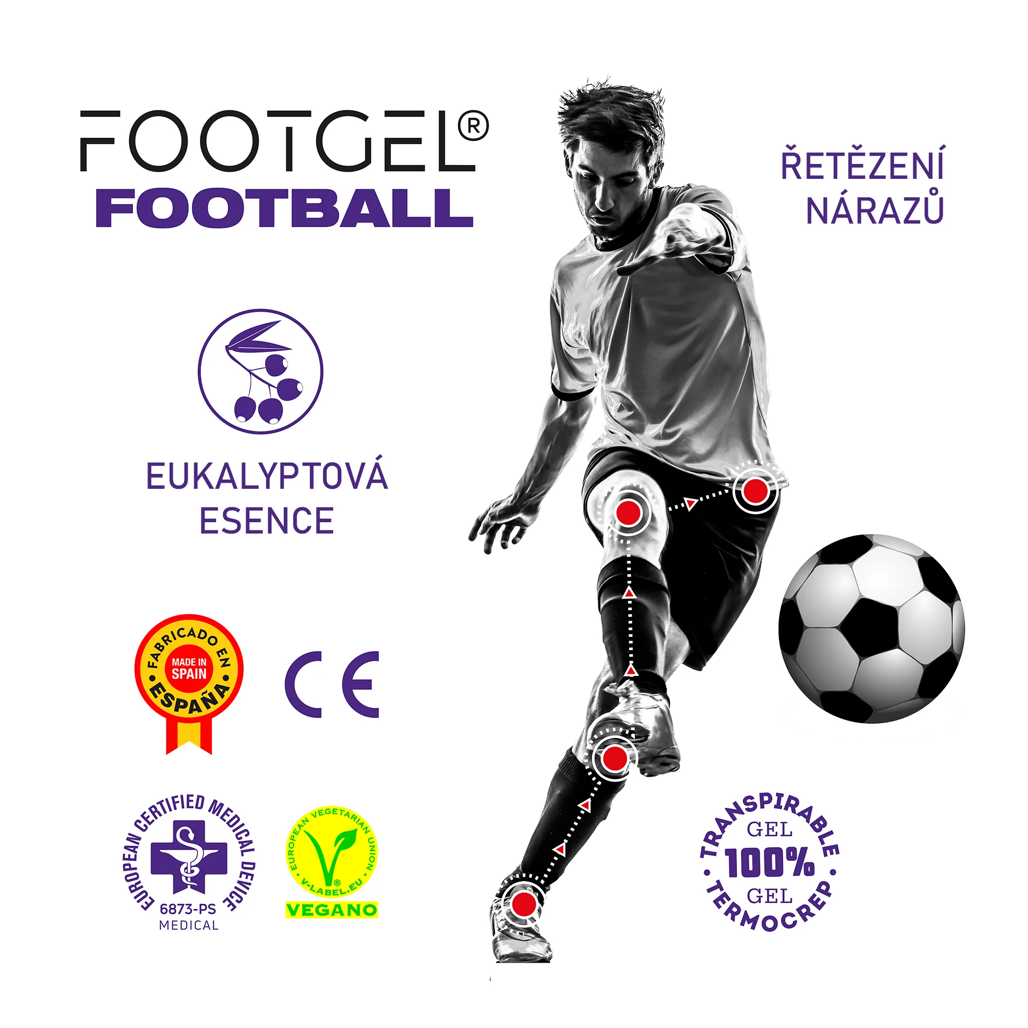 FOOTGEL Vložky do bot FOOTBALL EU 43-47