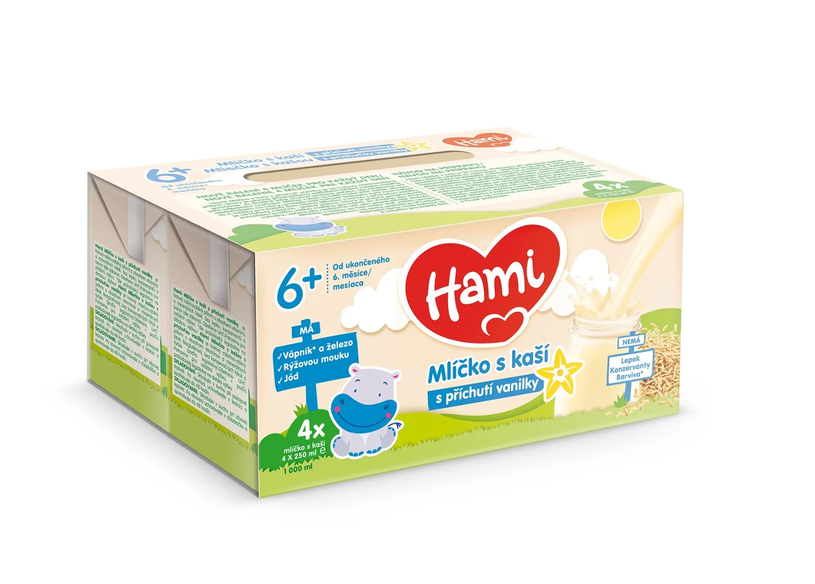 Hami Mlíčko s kaší s příchutí vanilky 4x250 ml