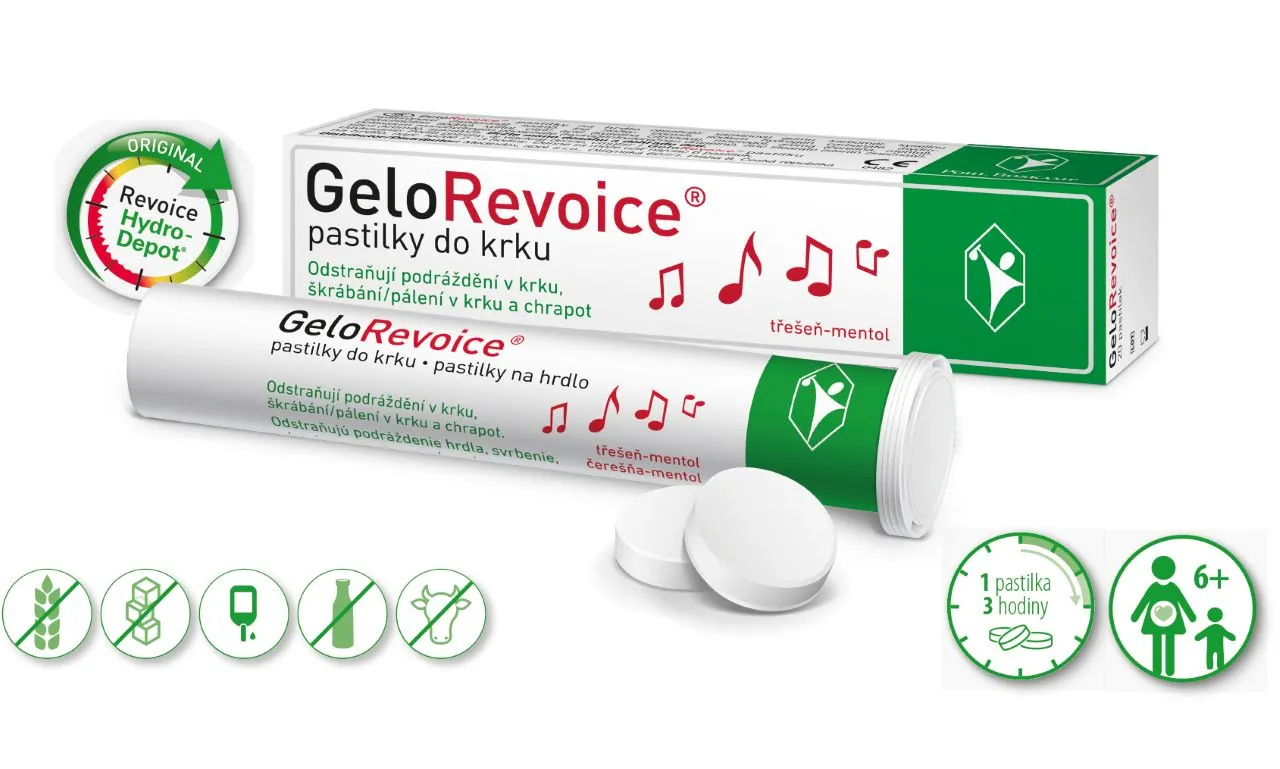 GeloRevoice Třešeň - mentol pastilky do krku 20 ks