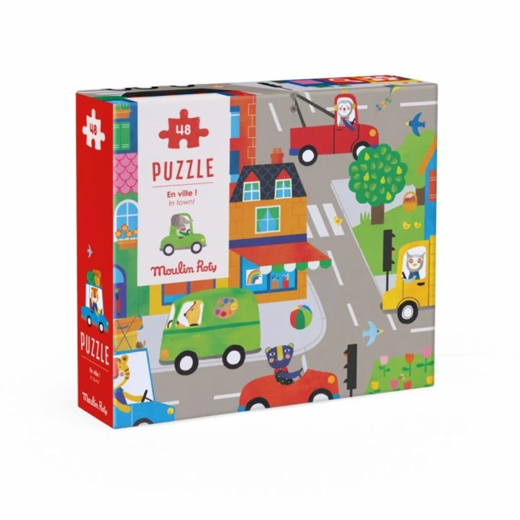 Moulin Roty Puzzle s lupou Ve městě - 48 pcs 