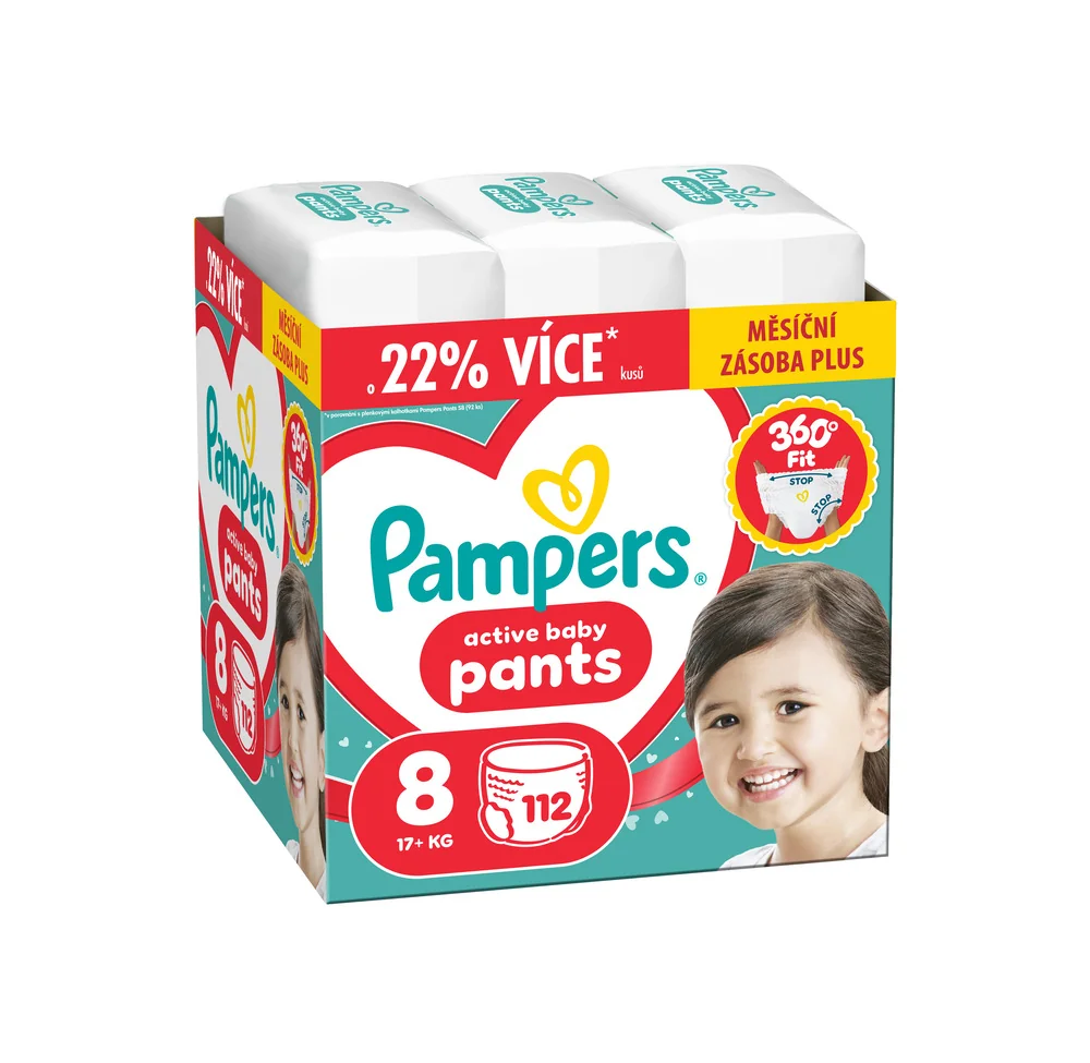 Pampers Active Baby vel. 8 17+ kg plenkové kalhotky 112 ks