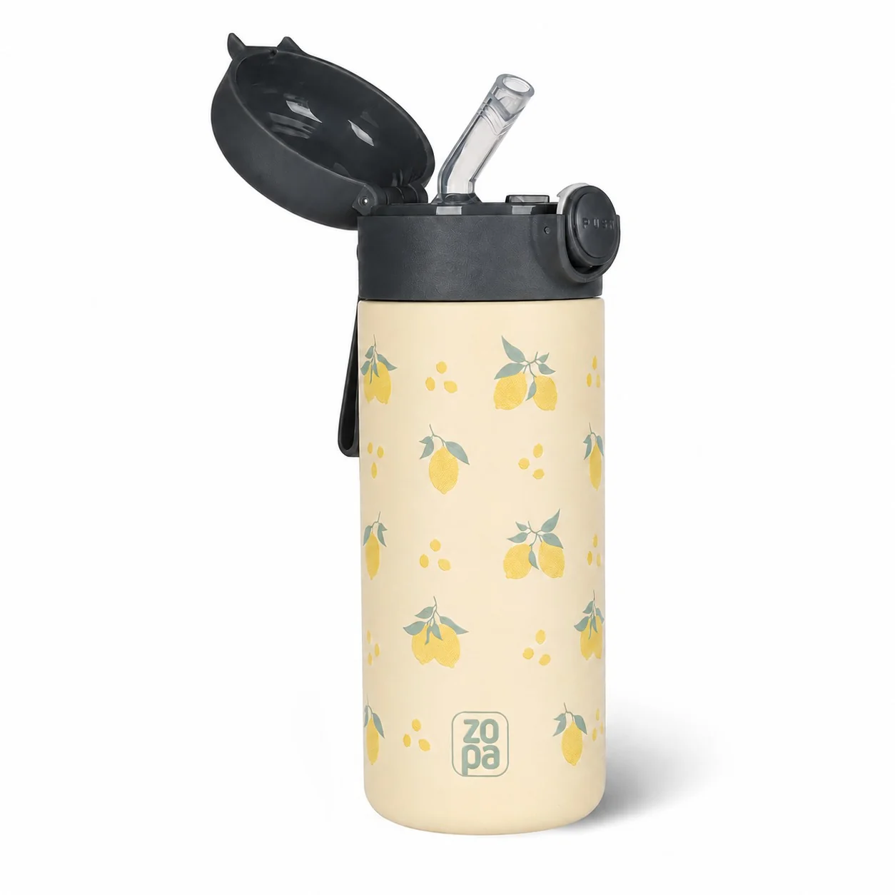 Zopa Termoska na tekutiny s brčkem a silikonovým držákem 350 ml, Limoncello 7