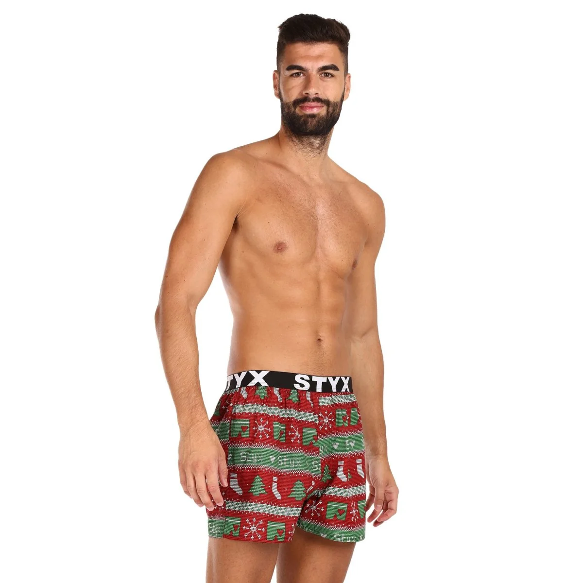 Styx Pánské trenky art sportovní guma Vánoce pletené (B1658) XL