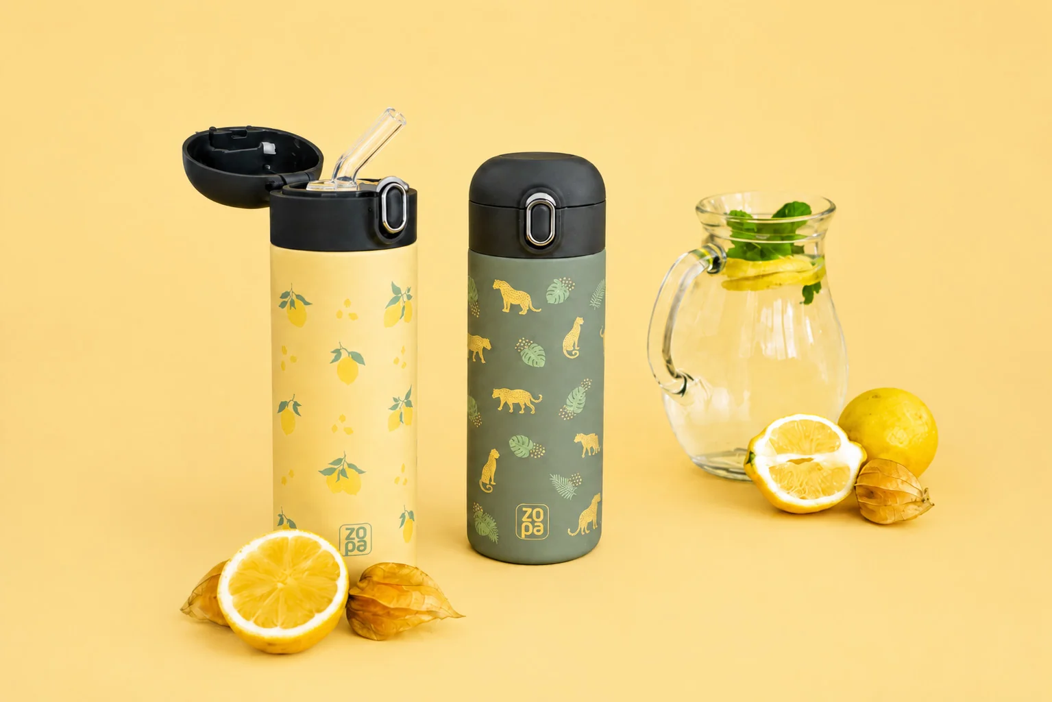 Zopa Termoska na tekutiny s brčkem 400 ml, Limoncello 7
